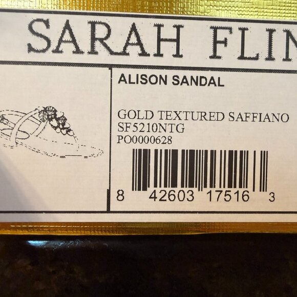 Sarah Flint Gold Textured Saffiano Sandals (IT 41.5) - Picture 2 of 9